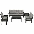 Polywood Vineyard Black / Grey Mist 6-Piece Deep Seating Patio Set 633PWS31B498